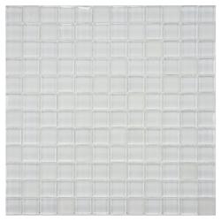 SomerTile 'Reflections' Square Ice White Glass Mosaic Tiles (Pack of 10)