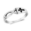 Exquisite Christian Fish and Cross Sterling Silver Ring (Thailand )
