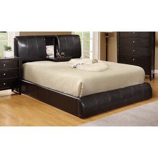 Enitial Lab Ambo Padded Leatherette Platform Bed with Built-in Table