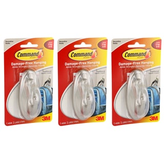 3M Command Damage-Free Traditional Metallic Finish Large Hanging Plastic Hooks (Pack of 3)