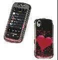 Samsung Instinct S30 Carbon Fiber Heart Crystal Case