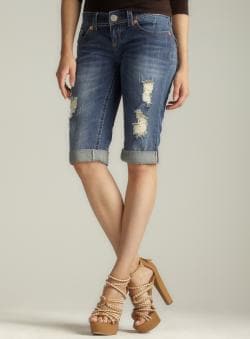 Seven7 Distressed Cuffed Denim Shorts
