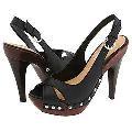 Steve Madden Tumbled Black Leather Sandals