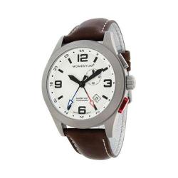 Men's Momentum Watch Vortech GMT Cloud Leather Watch White/Brown Cloud Leather