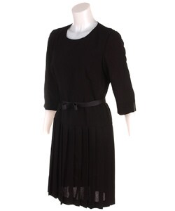 Norton McNaughton Black Belted Drop Waist Pleat Dress