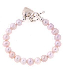 Baroque Cultured Freshwater Pearl Bracelet with Sterling Heart Charm
