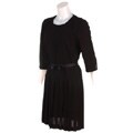 Norton McNaughton Black Belted Drop Waist Pleat Dress