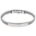 14k Gold and Stainless Steel Three-row Bangle