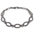 Sterling Silver Marcasite Oval Links Bracelet