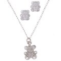 Sterling Silver Teddy Bear Pendant and Earring Set