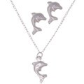 Sterling Silver Dolphin Pendant and Earring Set