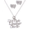 Silver Daddy's Little Girl Heart Pendant/ Earring Set