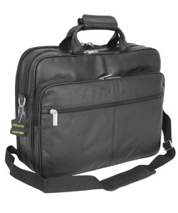 Black Leather Softside Briefcase