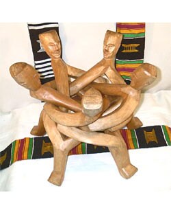 Carved Wood Five-head Unity Statue (Ghana)