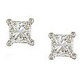 14k Gold 1/3ct TDW Princess Diamond Stud Earrings(H-I/I1-I2)