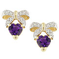 10-kt. Amethyst and Diamond Heart Earrings