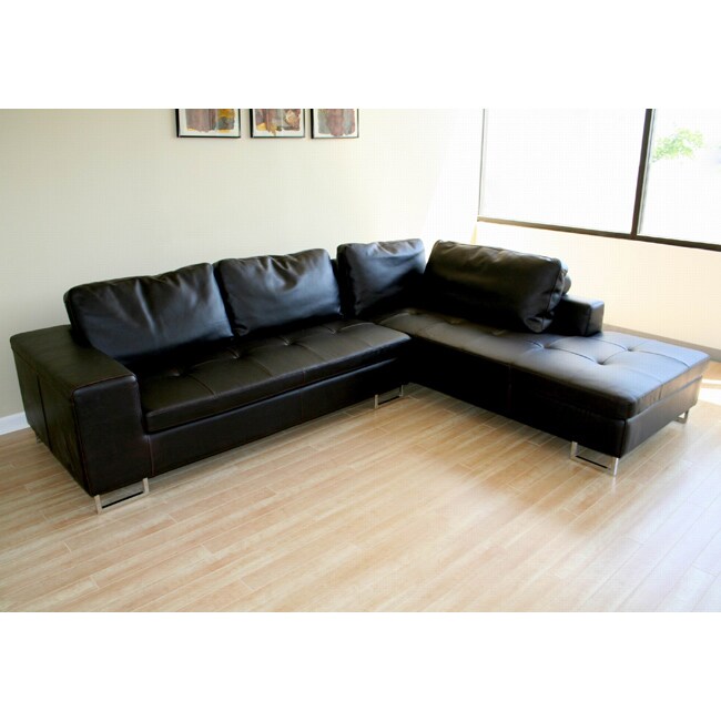 Black Leather Sectional Sofa