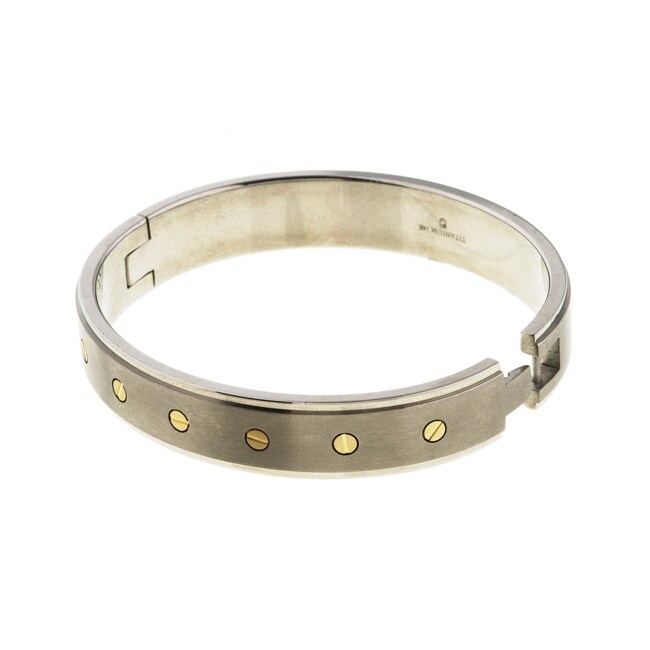 Stainless Steel and 14K Yellow Gold Rubber Bangle
