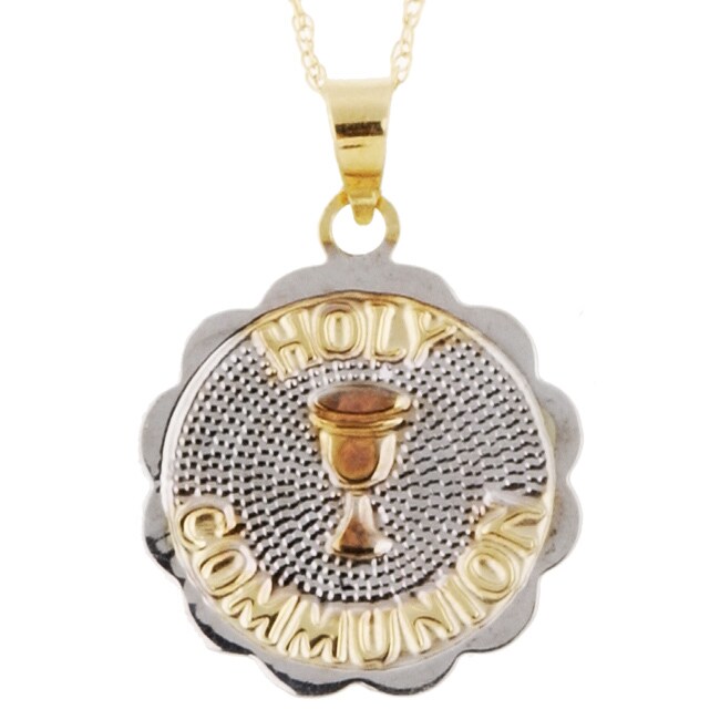 14k Yellow And White Gold My First Communion Boy Pendant