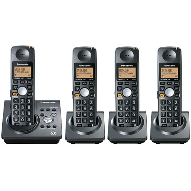 Panasonic KX TG1034PK   Cordless phone w  call waiting caller ID & answering system   DECT   black   3 additional handset(s)
