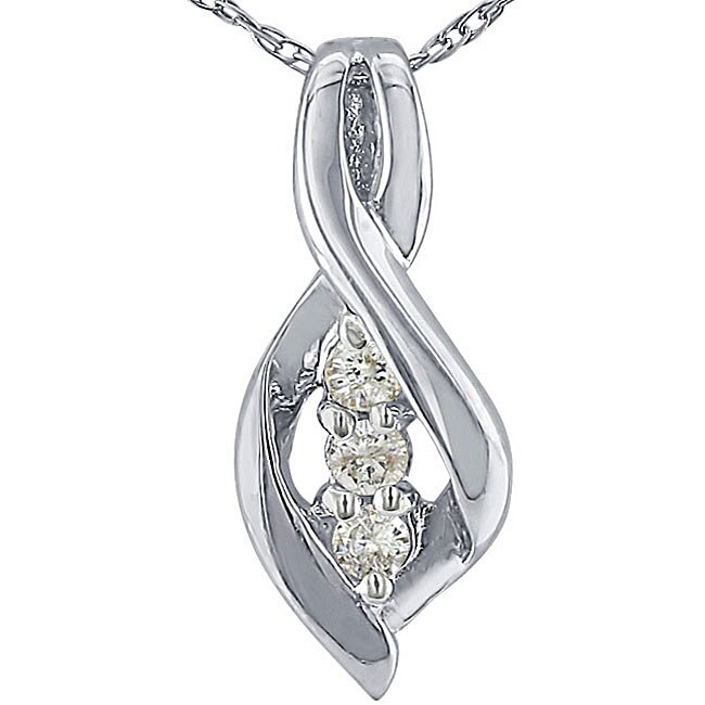 10k White Gold 1/10ct TDW Diamond Journey Necklace (J-K, I2- I3)