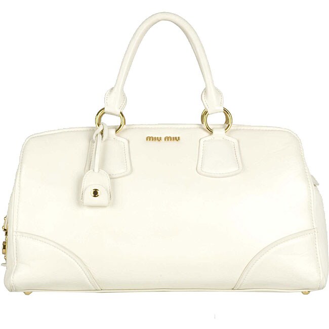 Miu Miu White Nappa Leather Large Handbag at Overstock.com image Miu Miu White Nappa Leather Large Handbag at Overstock.com image