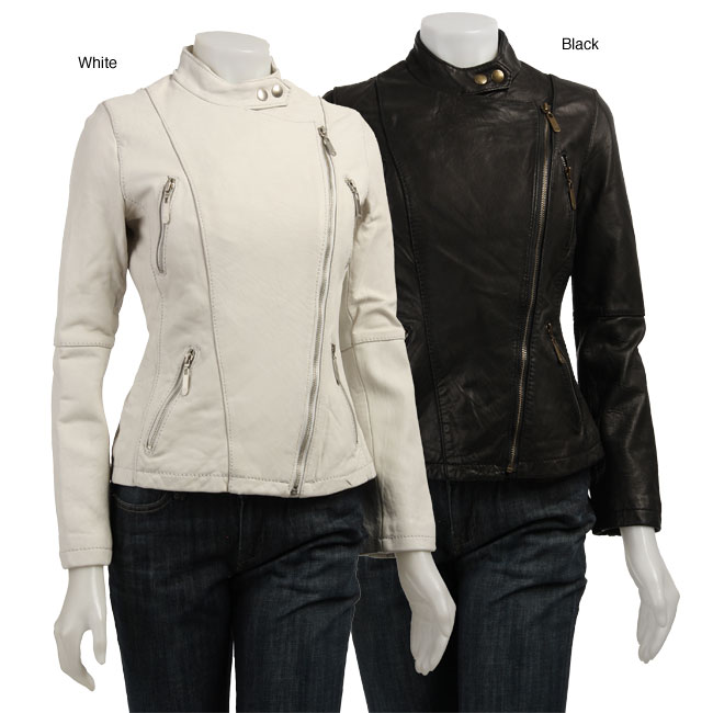 MICHAEL Michael Kors Women's Leather Biker Jacket from Overstock.com :  biker asymmetrical women michael kors