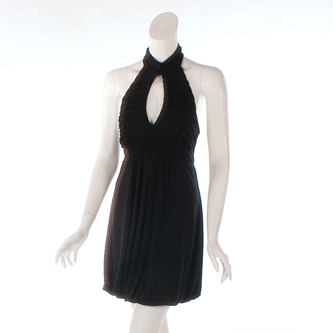 black halter dress in chiffon by Wishes