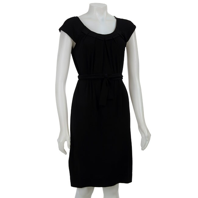 Calvin Klein Womens Black Belted Matte Jersey Dress