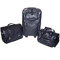 Black Leather 3-piece Luggage Set