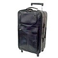 Black Leather 26-inch Suitcase with Wheels