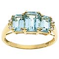 14k Gold Diamond Blue Topaz Ring