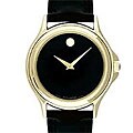 Movado Classic Ladies Black Leather Strap