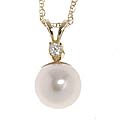 14-kt. Diamond 7.5-8 mm Akoya Pearl Pendant