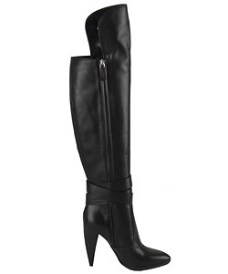 Versace Black Leather Over the Knee Boots