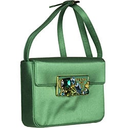 \#6 Prada Green Satin Convertible Clutch | Overstock.com