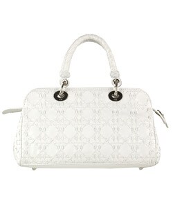 Christian Dior White Leather Weave Satchel with Dior Charm