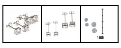 Sterling Silver Basket-set CZ 2-pair Earring Set