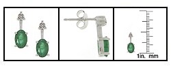 14k White Gold Emerald Diamond Earrings