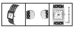 Geneva Women's Fabric Polka-dot Bangle Watch