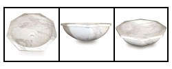Fontaine White Swirl Marble Vessel Sink & Drain