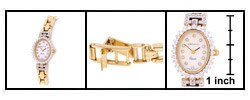 Geneve 14k Gold Diamond Oval Case Watch (1.07ct TDW)