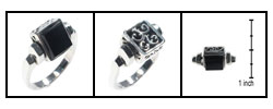 Sterling Silver Black Onyx Rotation Ring