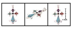 Sterling Silver Turquoise Coral Cross