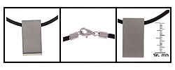 Stainless Steel and Black Cord Rectangle Pendant
