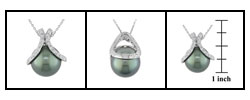 14k Gold 1/6ct TDW Diamond Cultured Tahitian Pearl Pendant (Case of 3)
