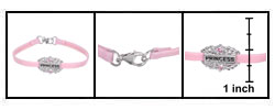 Silver and Pink Leather Princess Baby Bracelet