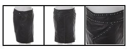Versace Jeans Couture Beaded Black Leather Skirt
