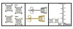 14k Gold 1ct TDW Princess Diamond Stud Earrings (H-I, I1-I2)