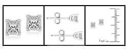 Platinum 1/2ct TDW Princess Diamond Stud Earrings (G-H, VS1-VS2)